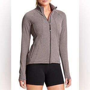 Athleta Brown Herringbone Zip-Up Jacket